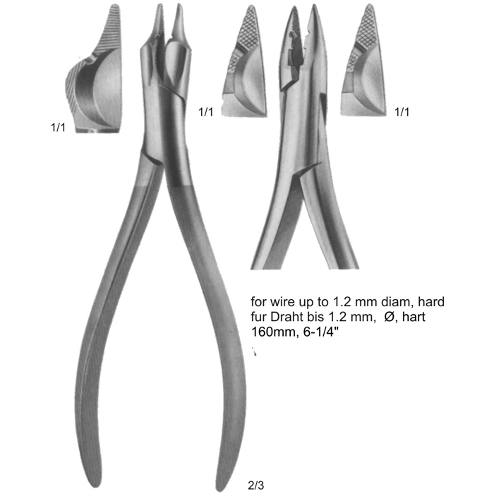 Heavy Duty Orthodontic Wire Cutter (160 mm) Orthodontic heavy-duty wire cutter pliers for cutting wires up to 1.2 mm in diameter