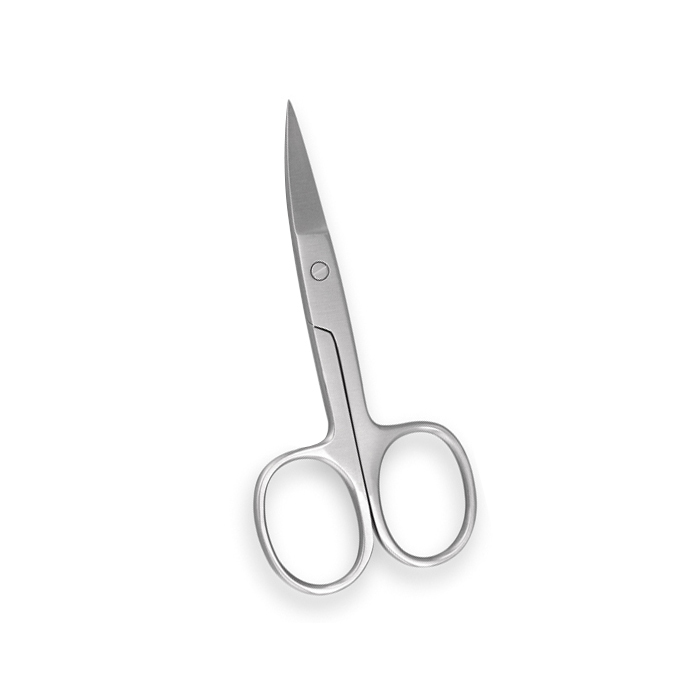 Nail Scissors straight 9 cm curved 9 cm Stainless steel nail scissors, 9 cm, with curved blades and ergonomic finger loops.