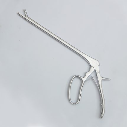 Stainless steel pituitary rongeur surgical instrument with a long shaft and pistol-grip handle, placed on a white background.